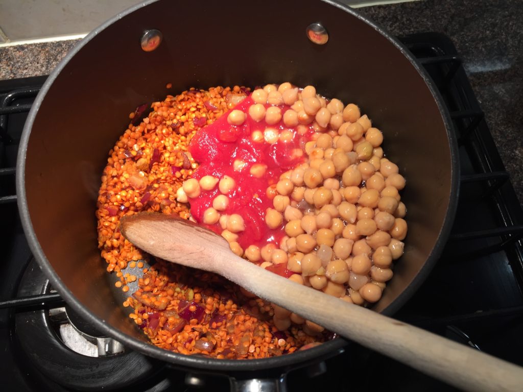 With the chickpeas and tomatoes