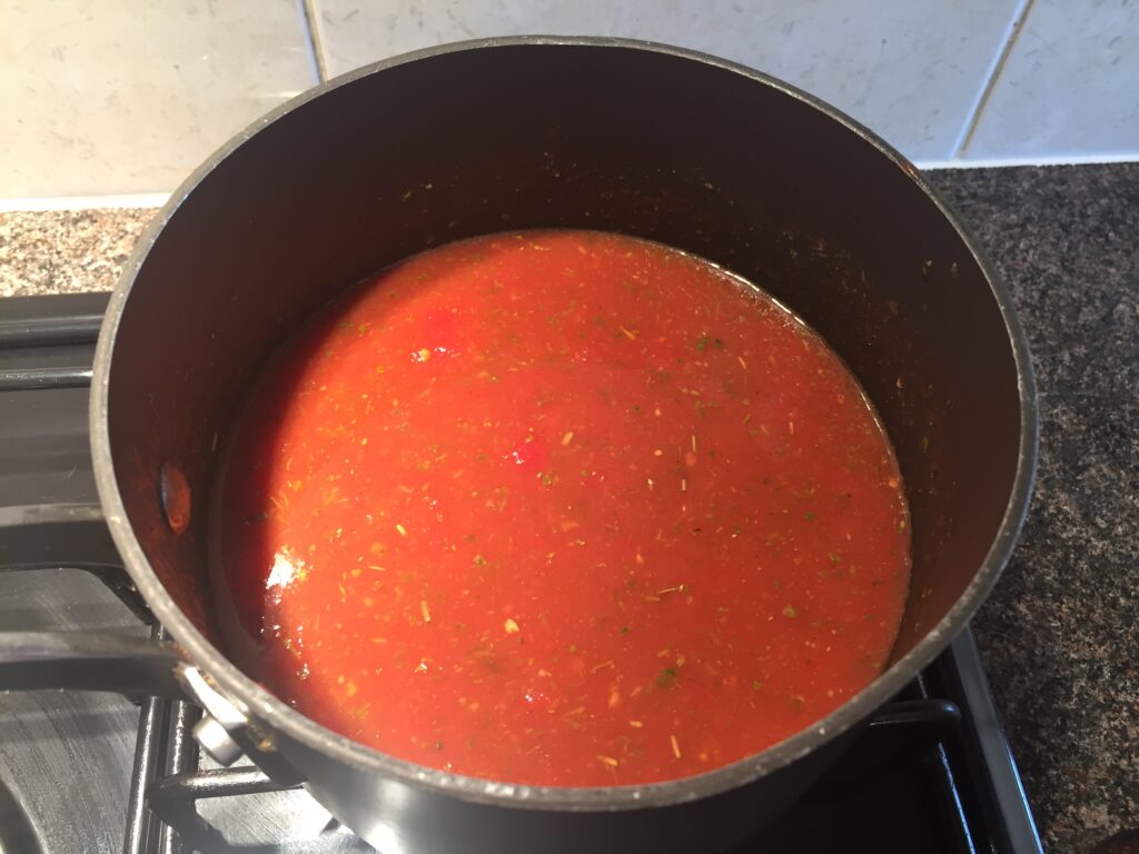 Making the tomato sauce